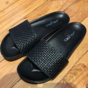 Black Leather J slides